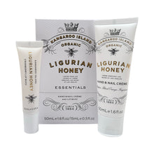 Load image into Gallery viewer, Organic Ligurian Honey - Essentials - Lip Lustre &amp; Hand Crème - Set - Live Slow - Bee Kind - Waggle &amp; Forage - Kyneton - Victoria - Australia