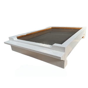 Ventilated - Mesh Beehive Base With Varroa Tray - Not Wax Dipped & Painted - White - Live Slow - Bee Kind - Waggle & Forage - Kyneton - Victoria - Australia