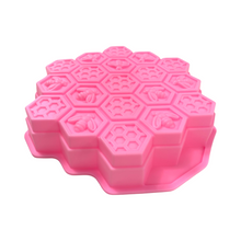 Load image into Gallery viewer, Beeswax - Chocolate Mould - Honeycomb and Bee Design - Pink - Live Slow - Bee Kind - Kyneton - Victoria - Australia