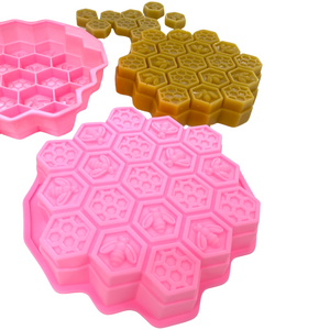 Beeswax - Chocolate Mould - Honeycomb and Bee Design - Pink - Live Slow - Bee Kind - Kyneton - Victoria - Australia