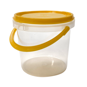 1kg Honey Pails/Buckets - Box 60 - Australian Made - Food Grade - Yellow Lid - Live Slow - Bee Kind - Waggle & Forage - Kyneton - Victoria - Australia