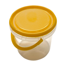 Load image into Gallery viewer, 1kg Honey Pails/Buckets - Box 60 - Australian Made - Food Grade - Yellow Lid - Live Slow - Bee Kind - Waggle &amp; Forage - Kyneton - Victoria - Australia