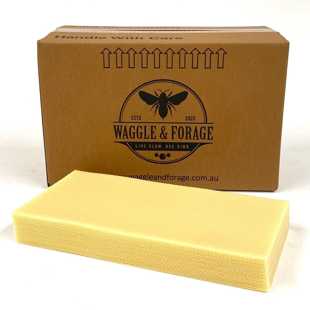 Pure Beeswax Foundations - 115 Full Depth (8kg) - Foundation sheets - Beekeeping - Live Slow - Bee Kind - Waggle & Forage - Kyneton - Australia
